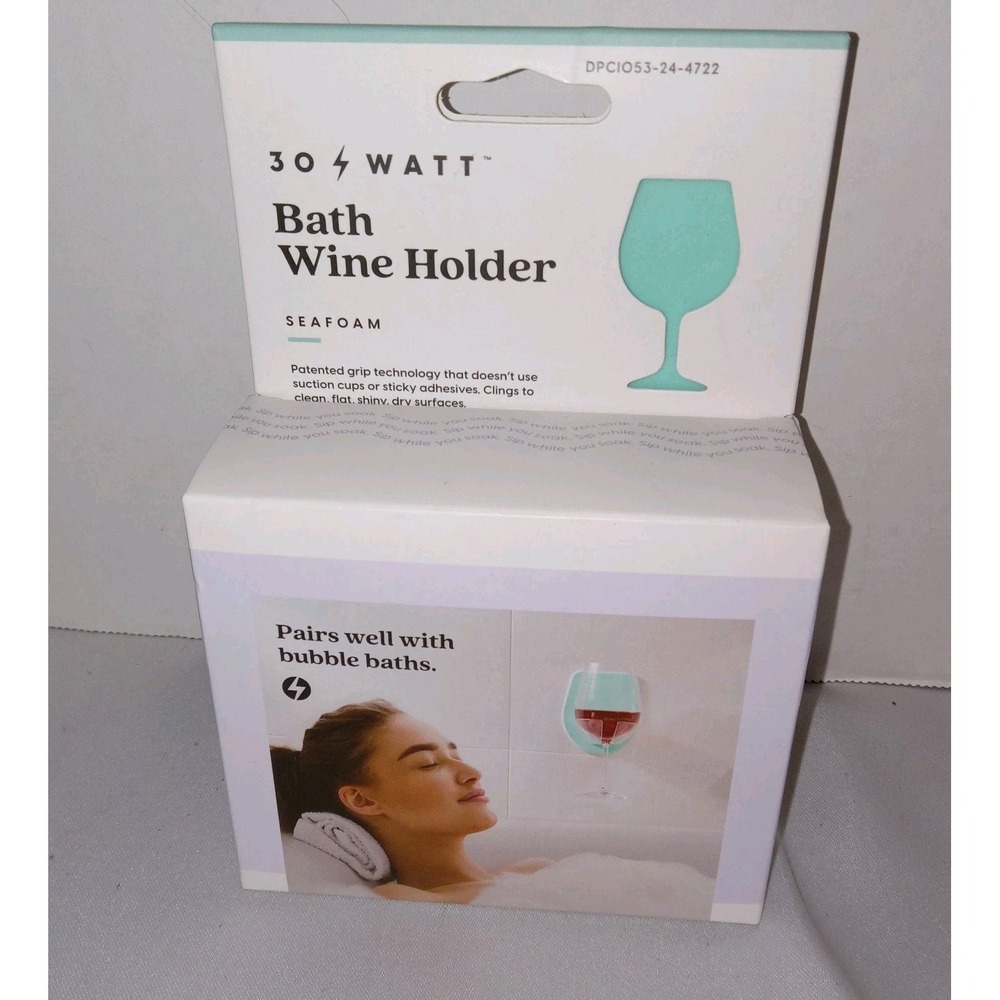 30 Watt Bath Wine Holder Unisex OS Seafoam Green Silicone Suction-Free Grip